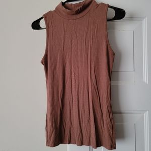 BOZZOLO Brown Ribbed Sleeveless Top